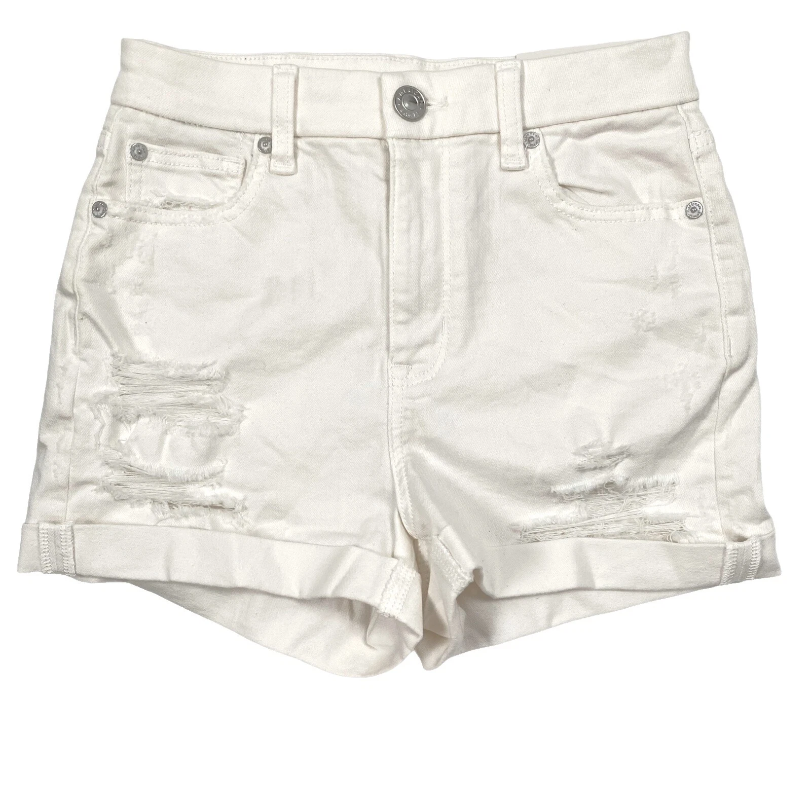 Mujer American Eagle Outfitters Pantalones Cortos de Mezcla de Algodón Blanco para Mujeres
