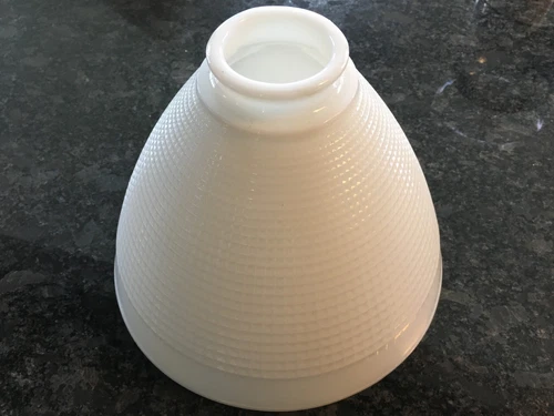 Vintage Milk Glass Lamp Shade Torchiere Waffle Pattern 8 inch GREAT