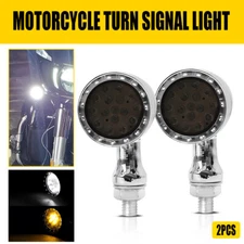 Chrome Bullet Motorcycle LED Front Amber Blinker Signal Turn Light For Harley
