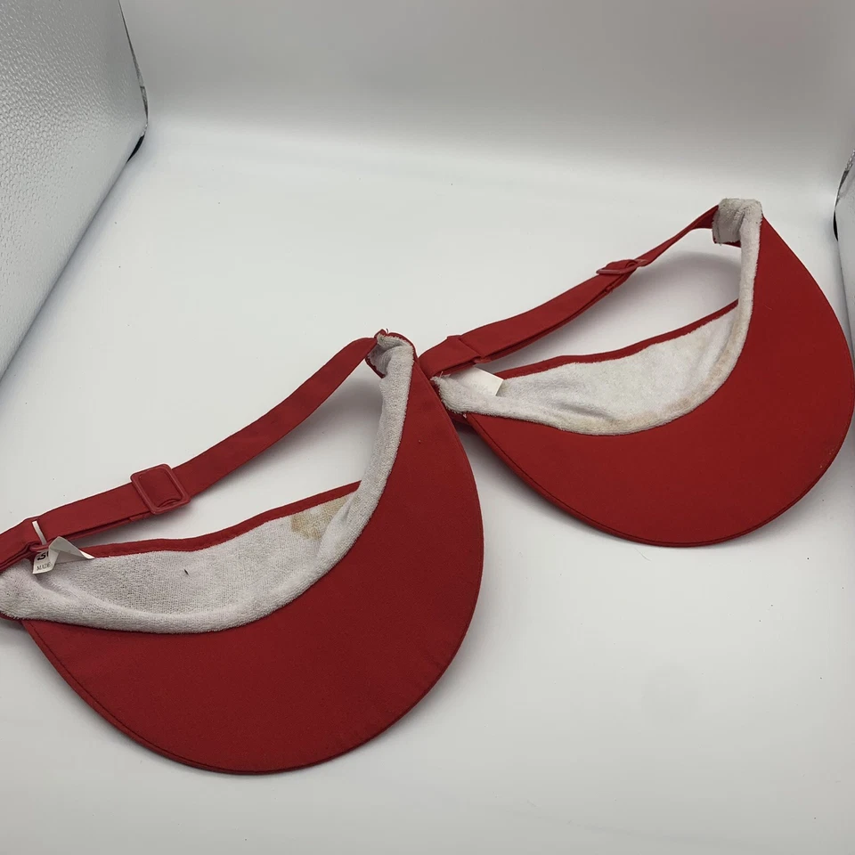 (2) Vintage Subway Employee Visor Hat Cap Red - Image 2 of 4