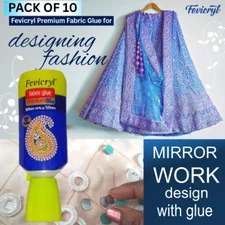 Fevicryl No Stitch Fabric Glue (30ml) - Set of 10 Sticking Beads Craft Free Ship