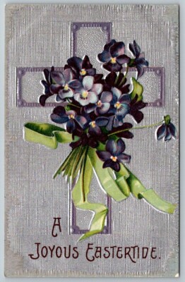 A Joyous Easter Greetings Embossed  Postcard  1909