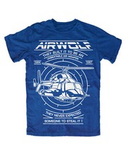 Airwolf T-Shirt BLAU Helikopter Hubschrauber Kult TV Serie 80er Huckleberry