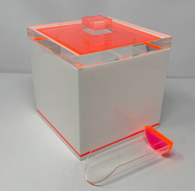 Ebay: Tinsley Mortimer Clear & Neon Pink Lucite Ice Bucket 2000s