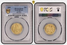 1866 Victoria Great Britain Gold Shield Sovereign XF45 Die #39
