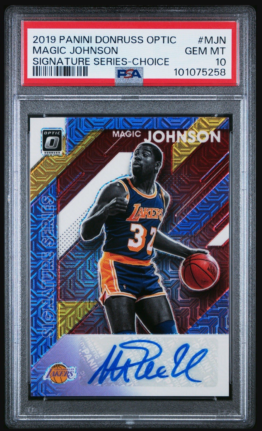 2019-20 Donruss Optic Choice MAGIC JOHNSON Signature Series Auto PSA 10 Lakers
