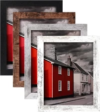 LANDNEOO 8x10 Picture Frame, 4 Pack Woodgrain Wider Frames, Display Pictures 5x7