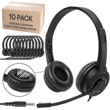 10 Pack Bulk Headphones with Microphone for School Classroom Office, Noise Ca...