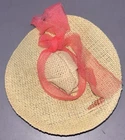 Vintage Barbie Doll Straw Floppy Hat w/ Red Scarf