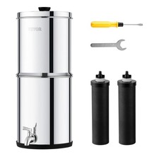 2.25G Portable Gravity-fed Water Filter 304 Stainless Steel w/2 Carbon Filters