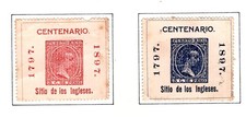 Cinderellas Poster Stamp - 1897 Puerto Rico 'Centenario' - 45x45mm (2)