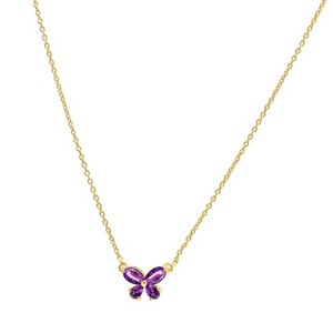 Authentic 18K Gold Plated Butterfly Gemstone Pendant Necklace for Women TGN1005