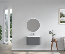24" Grey Wall Mounted Bathroom Vanity with Basin Floating Vanity Drawer Bathro