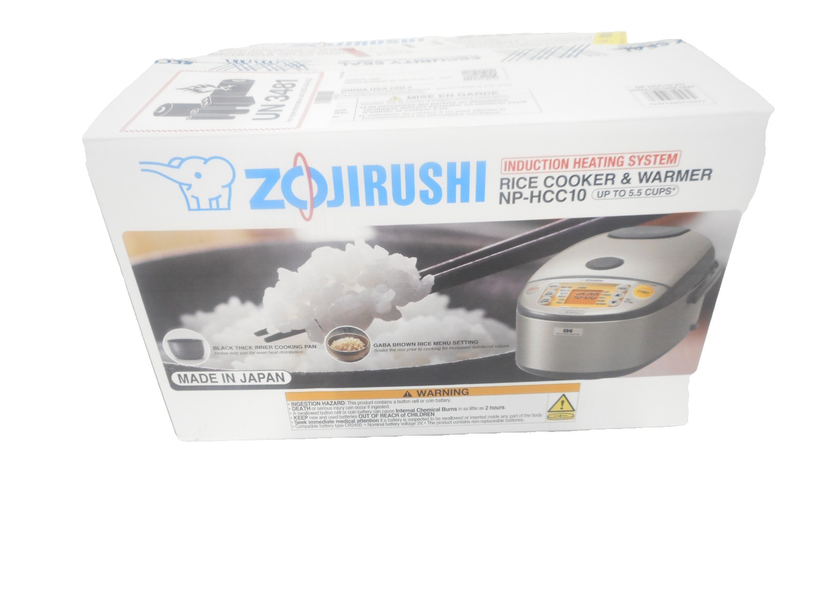 Zojirushi NP-HCC10XH Induction Heating System Rice Cooker Warmer Stainless Gray