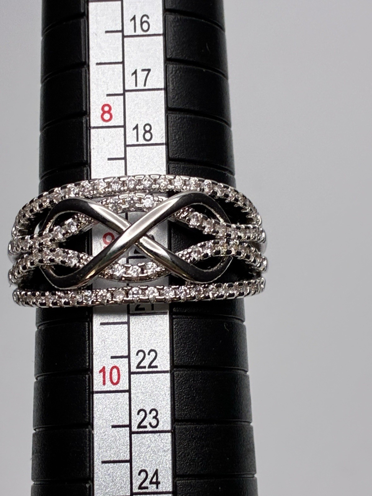 Sterling Silver Infinity Ring with Rhinestones We… - image 3