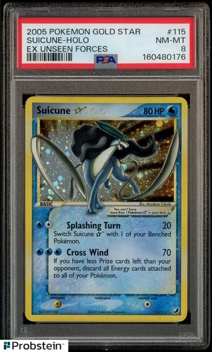 2005 Pokemon Gold Star EX Unseen Forces #115 Suicune Holo PSA 8 NM-MT