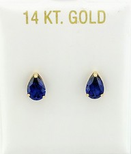 GENUINE 1.68 Cts BLUE SAPPHIRE STUD EARRINGS 14K GOLD - Free Certificate -NWT