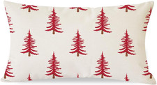 Christmas Pillow Cover 12x20 Inch, Red Christmas Tree Throw Pillow Case, Outdoor