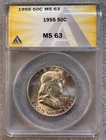 1955 Franklin Half Dollar 50C ANACS MS63