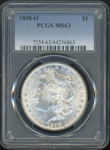 1898-O Morgan Silver Dollar PCGS MS 63 / 7254.63/44236863  *Blast White!*