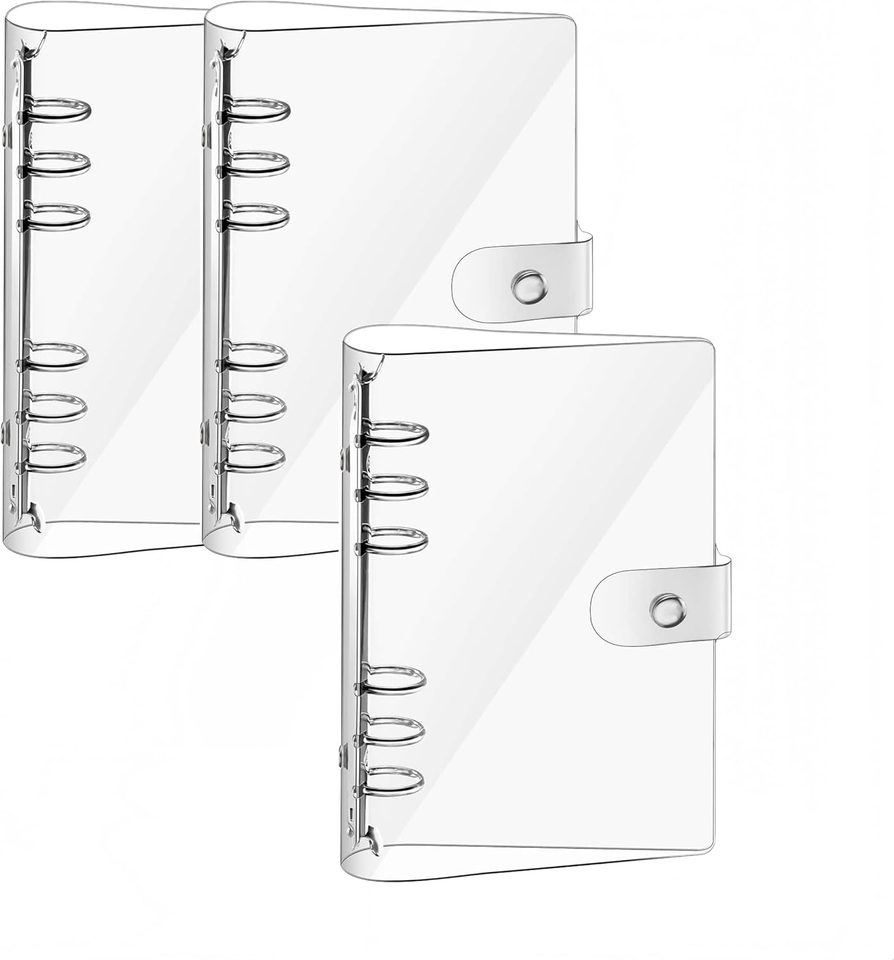 Snap T Pvc 3 Pack A5 Transparent Soft Pvc,6-Ring Binder Cover with Snap Button ...