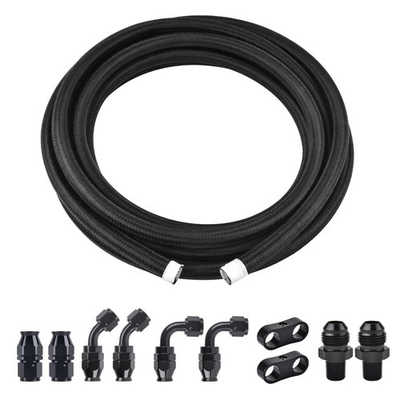 #ad PTFE Fuel Line Kit 10AN 10FT E85 Nylon Braided AN10 Black Hose $167.36
