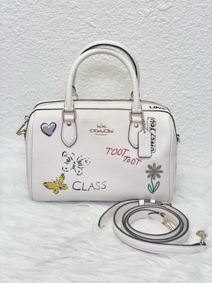 NWT Coach Rowan Satchel Bag With Sketch Print CAK19 Gold/chalk multi