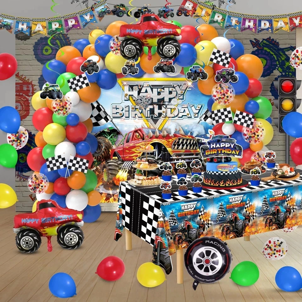 Monster Truck украшения для дня рождения, машины джем вечеринки украшения расходные материалы в... - Изображение 2 из 4