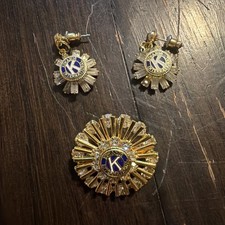 Kiwanis International Club Secretary Vintage Lapel Pin And Earrings