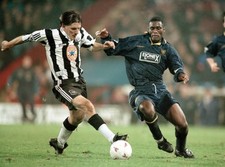 Peter Beardsley of Newcastle United Robbie Earle of Wimbledon at a- Old Photo