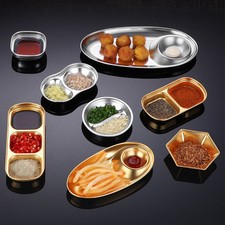 2Pcs Stainless Steel Saucer Barbecue Dish Dipping Dish Korean Small Plates