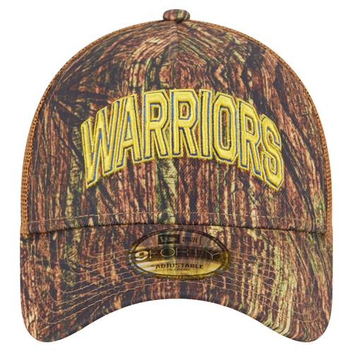 Men's-New Era Camo Golden State Warriors Victory Grove Forest A-Frame Trucker - Picture 2 of 6