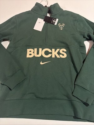 Nike NBA Milwaukee Bucks Courtside 1/2 Zip Sz S Men s Sweater Green NWT FZ7720