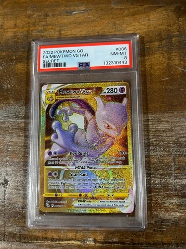 POKEMON 2022 GO Secret Rare MEWTWO Vstar #086 PSA 8 RARE 2