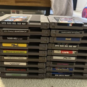 Authentic Nintendo (NES) Lot Of 18 Games, 2 Consoles, 4 Controllers And More