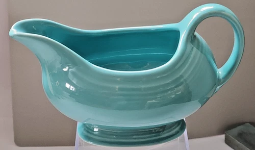 Homer Laughlin Turquoise Fiesta Sauce or Gravy Pitcher 8" X 4" tall