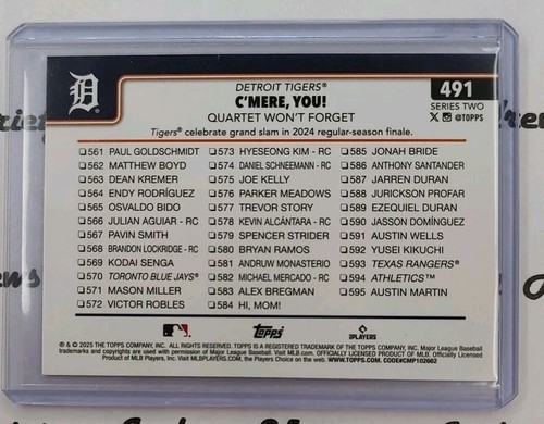 2025 Topps Serie 2 Detroit Tigers "C'Mere, You" Sun Holiday Parallel #491 - Imagen 2 de 2