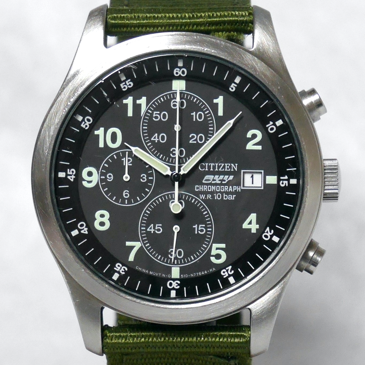 CITIZEN OXY Military Field Watch 0510 1998 Black Chronograph