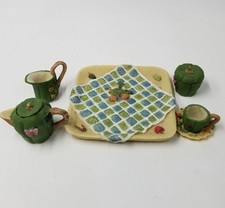 Vintage Miniature Mini Tea Set Farm Food Peppers Lettuce Carrots Butterfly Lot 8