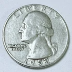 1952 Washington Silver Quarter 25c, 90% Silver VERY GOOD DETAILS #10212