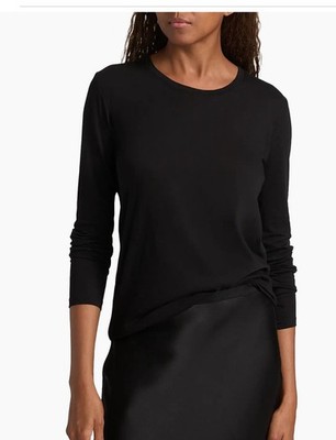 Vince. Small Black Modal Long Sleeve Shirt Top 