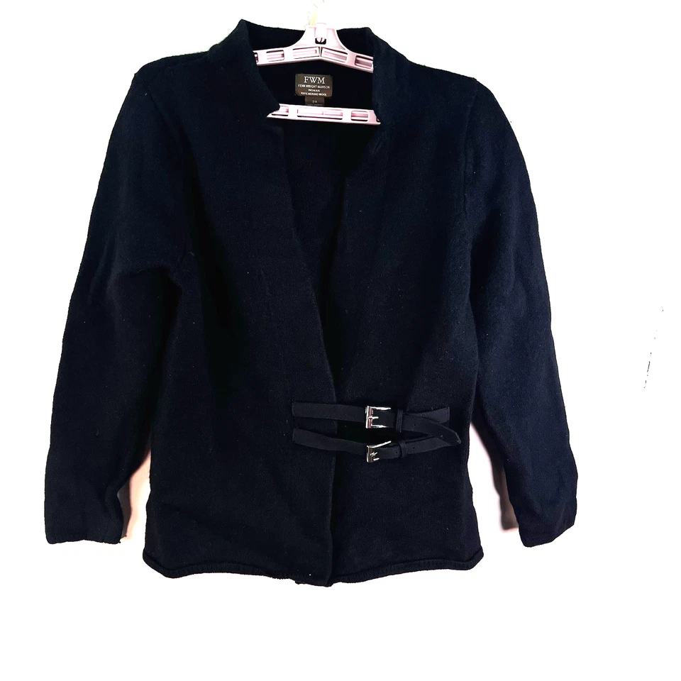 Chaqueta Blazer Fenn Wright Manson Mujer Abrigo Lana Merino 2X Cuello Muescas Negra Foto 2 de 4