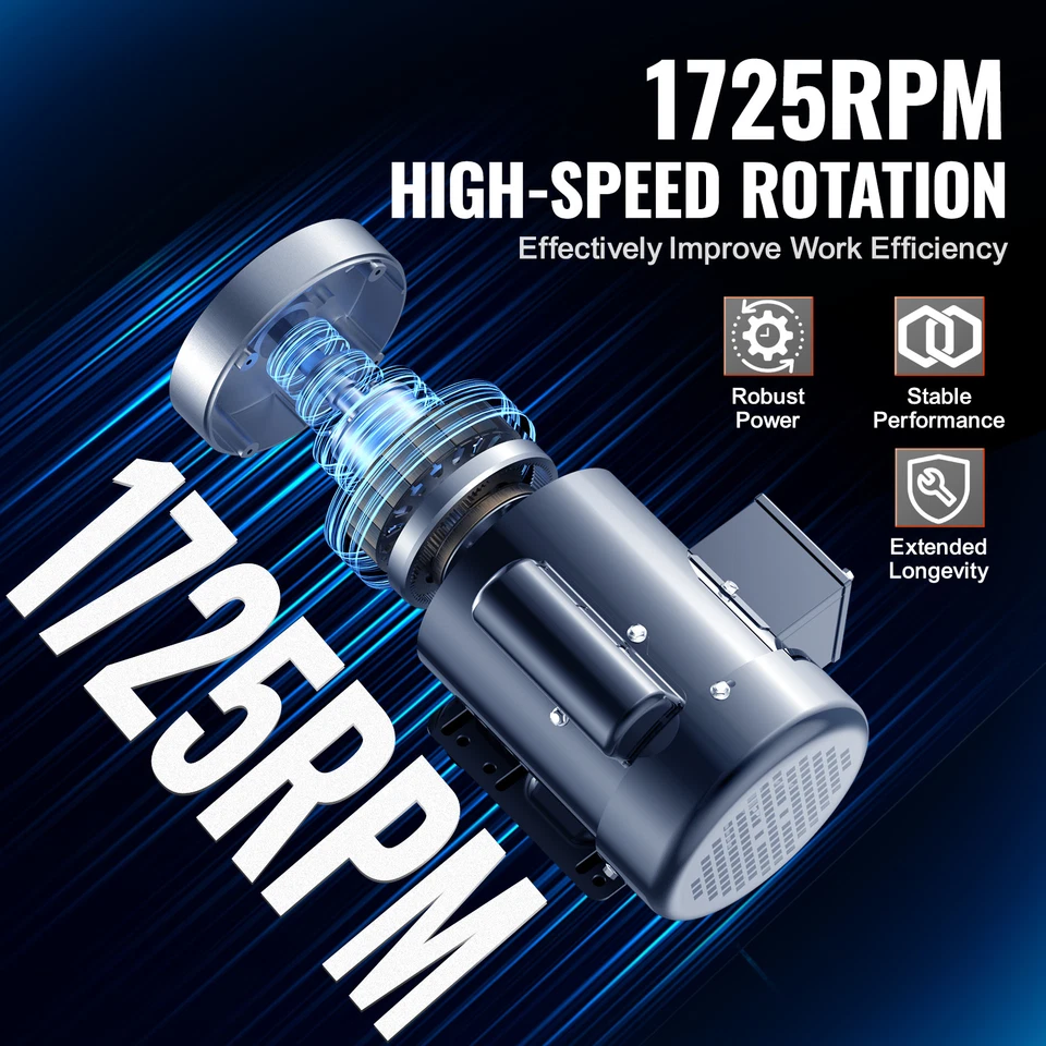 Uimoso 1HP Electric Motor 1725RPM AC115V/230V 56C Frame 1-Phase 5/8" Keyed Shaft - Image 3 of 4