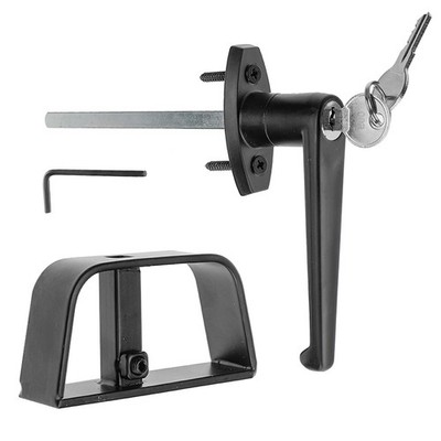 Shed Door Latch L-Handle Lock Kit with 2 Keys, 4-1/2'' Stem & Barn Black