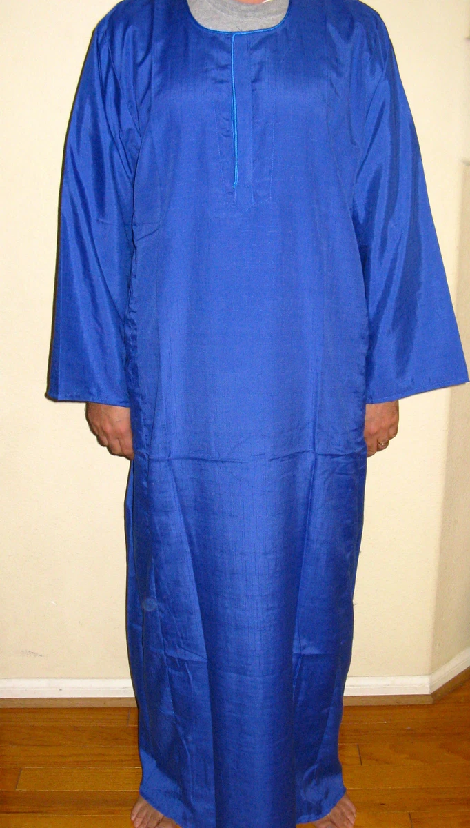 Egyptian Cotton Casual Men Galabia Royal Blue Sleepwear X Large 60