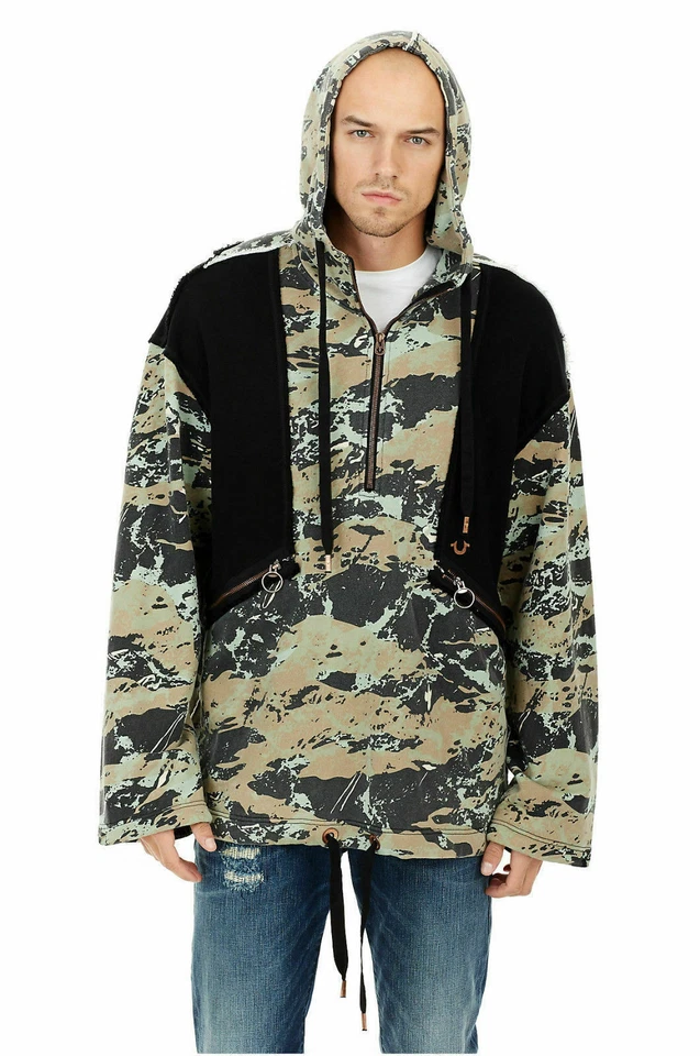 Chaqueta Abrigo Para Hombres True Religion TR Geo Camuflaje Anorak Envejecido Nuevo Con Etiquetas