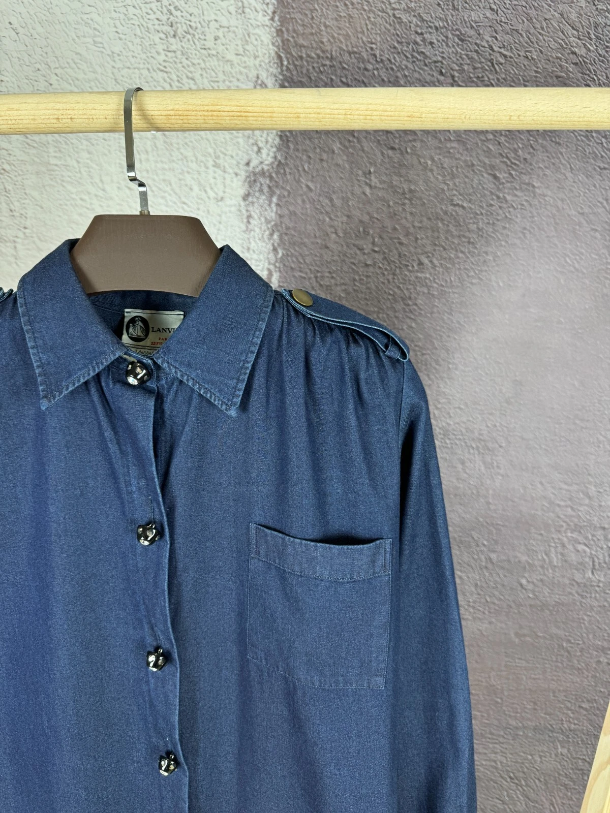 Abito tunica camicia lunga cotone blu Lanvin x Acne Studios