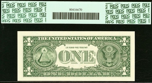 2001 $1 Federal Reserve Note PCGS 65PPQ Four Fancy Same Serial Number 30003333 - Picture 7 of 9