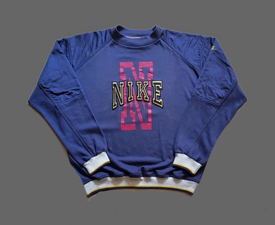True Vintage Nike Premier Pullover 1994 M L Navy blue greyed Sweater Stickerei 