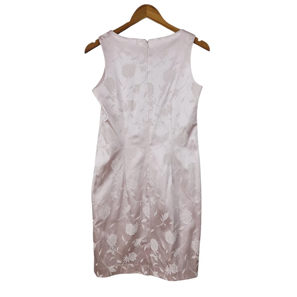 Vestido Vaina Vintage Talla 4 Fiesta Noche Floral Satén Jaquard Rosa Claro Bebé Foto 4 de 4